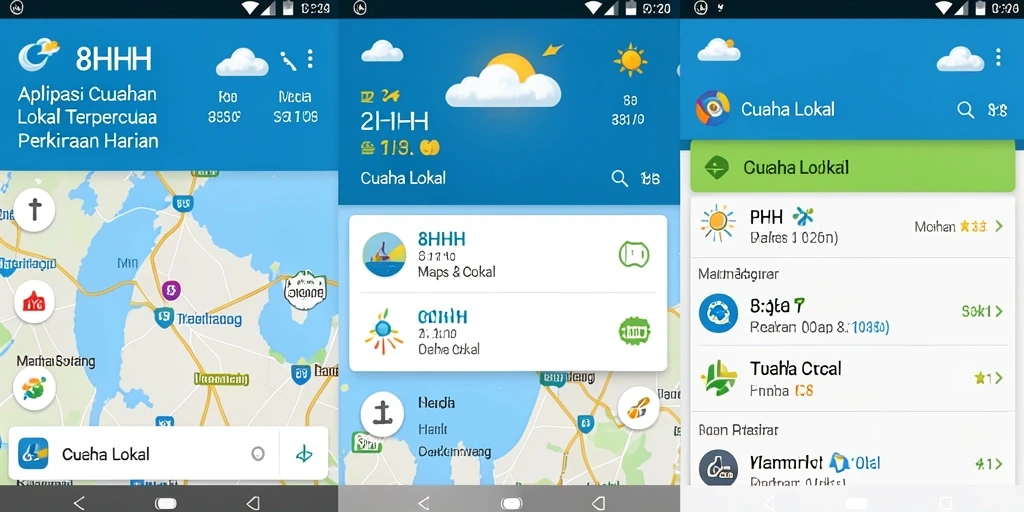 Antarmuka aplikasi 8HHH menampilkan informasi cuaca lokal yang jelas.