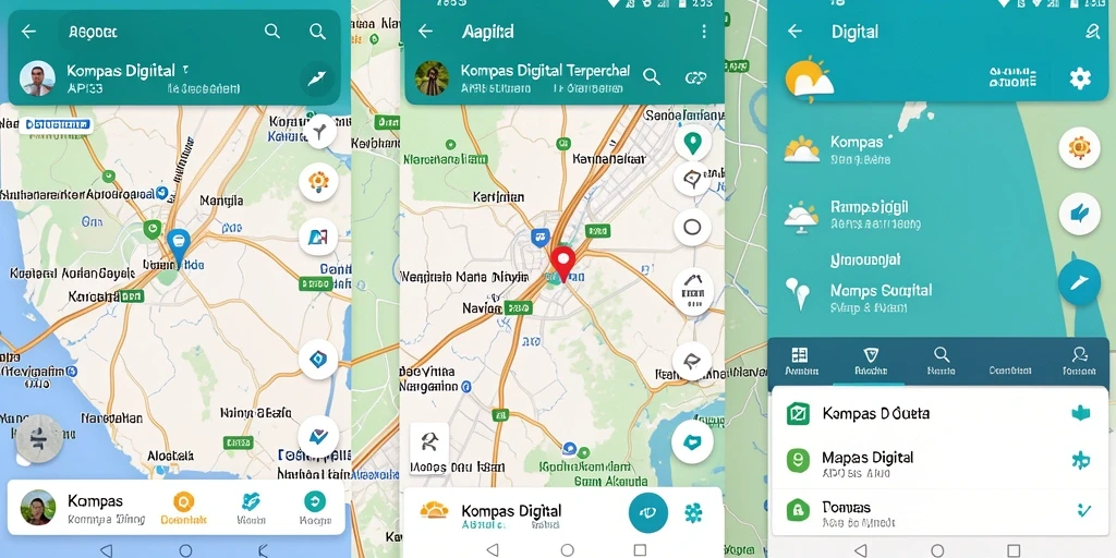 Antarmuka sederhana API33 yang menampilkan kompas digital.