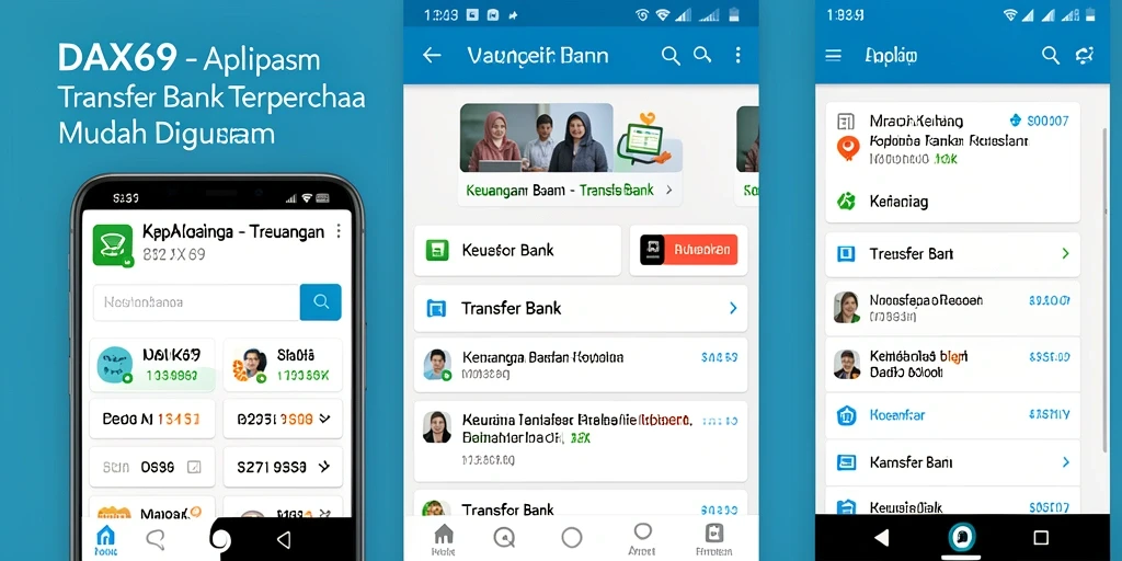 Tampilan antarmuka pengguna DAX69 untuk fungsi Transfer Bank yang sederhana.