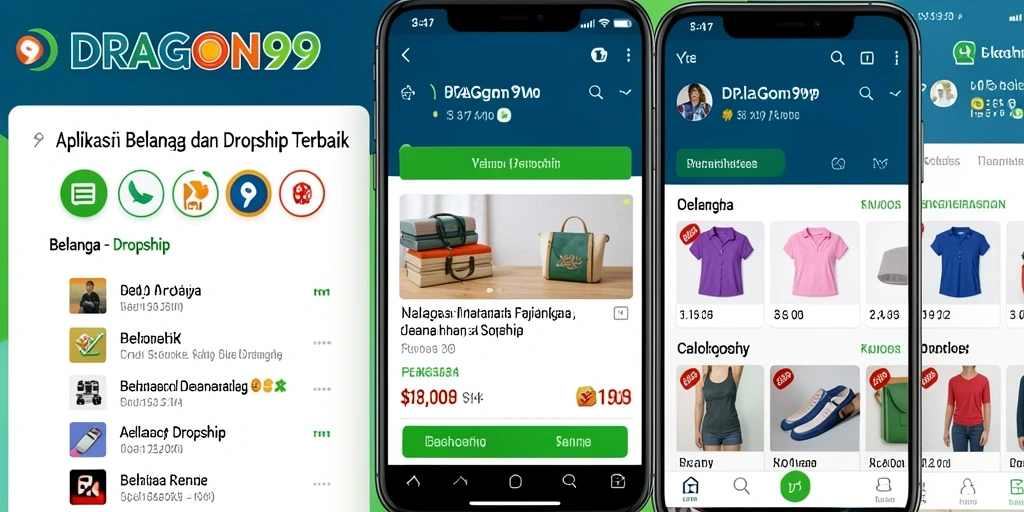 Tampilan antarmuka aplikasi DRAGON99 untuk belanja dan dropship.