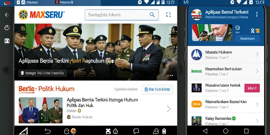 Tampilan antarmuka aplikasi MAXSERU tentang berita politik dan hukum.