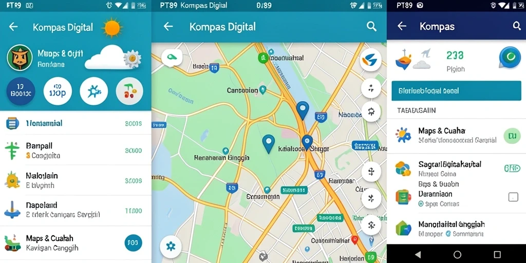 Antarmuka PT89 yang intuitif dan fungsional untuk navigasi kompas digital.