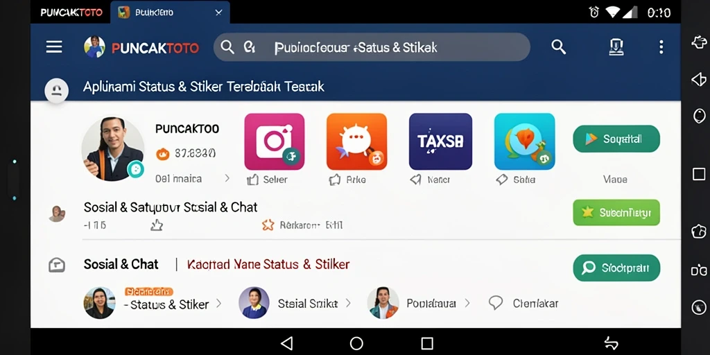 Antarmuka PUNCAKTOTO dengan pilihan stiker menarik.